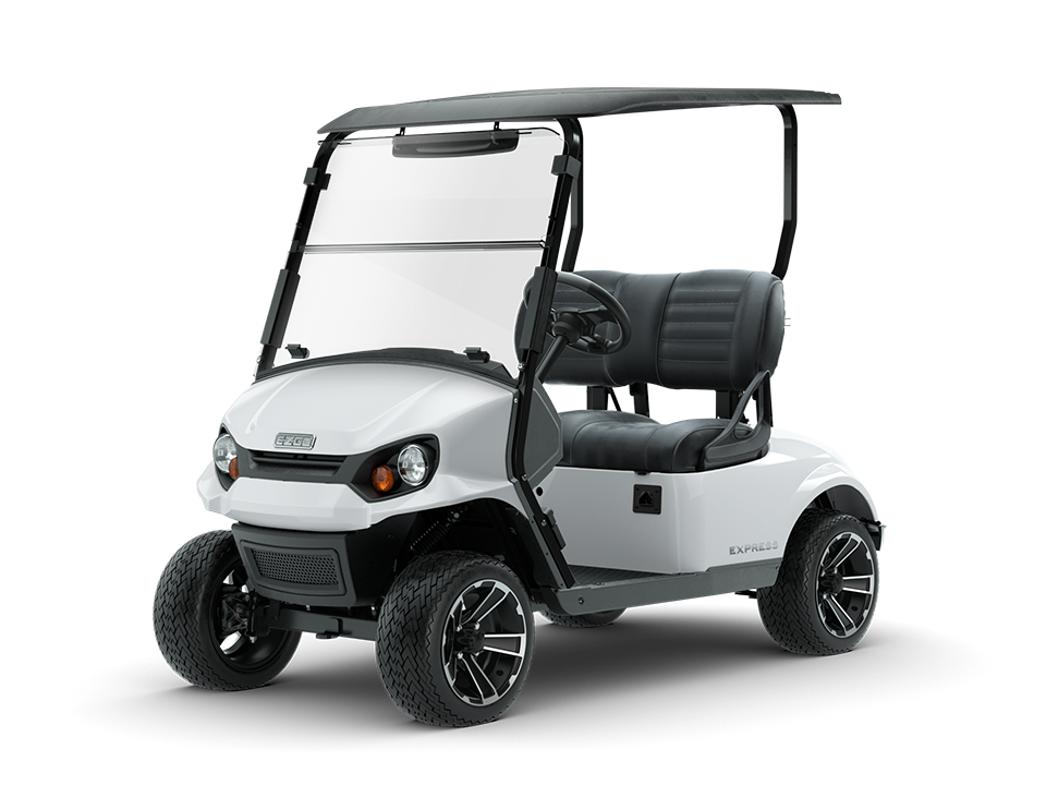"LED headlights of the ELiTE™ Lithium EZGO Valor Cart, enhancing visibility during evening drives."